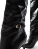 ASOS DESIGN Crowd high-heeled pointed knee boots with buckle detail in black