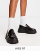 London Rebel wide fit loafer in black