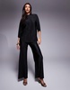 ASOS DESIGN 2 in 1 plisse faux cord jumpsuit in black