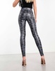 Commando faux leather leggings in steel python print