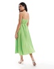 Mango cami pleated midi dress in green