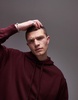 ARKET relaxed terry hoodie in burgundy