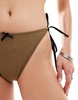 COLLUSION lingerie bikini bottom with bow and lace in khaki - part of a set