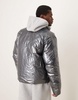 ASOS DESIGN metallic puffer jacket in gray