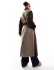 ASOS DESIGN Tall half and half formal coat in mushroom brown