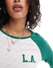 Cotton On raglan long sleeve sleep top with LA graphic