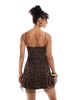 Mango woven cami leopard print dress in brown