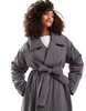 ASOS DESIGN clean longline puffer coat in charcoal