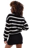 French Connection half zip cropped knitted sweater in black and white stripe