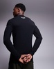 ASOS DESIGN muscle fit long sleeve t-shirt with back neck graphic in black