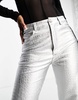 Naked Wardrobe leather look wide leg pants in silver croc