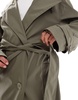 ASOS DESIGN rubberized rain hooded trench coat with belt detail in khaki