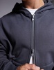 ASOS DESIGN premium heavyweight boxy oversized zip through hoodie 400gsm in washed black