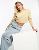 Cotton On ultra crop cable knit pullover in shortbread