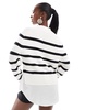 French Connection 2 in 1 funnel neck sweater with shirt underlay in white and black stripe