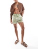 South Beach leaf print swim shorts in olive