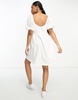 ASOS DESIGN eyelet mini smock dress with curve seam in white