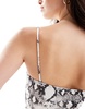 Bershka strappy straight neck cami top in snakeskin print