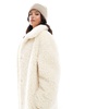 ASOS DESIGN Petite longline curly borg coat in neutral