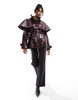 ASOS DESIGN vinyl cape jacket in burgundy