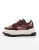 ASOS DESIGN chunky sneakers in brown mix with rope detail