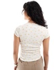 Cotton On fitted cropped t-shirt with v neck rosette detail in retro floral