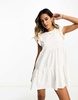 River Island tiered smock mini dress in white