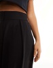 River Island Plus pleated wide leg pants in black