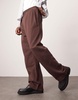 ASOS DESIGN wide leg sweatpants with front pleat in dark brown