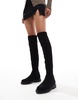 ASOS DESIGN Wide Fit Kaylee smart flat over the knee boots in black