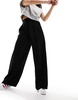 River Island pleated wide leg pants in black