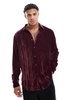 ASOS DESIGN boxy oversized shirt in crinkle velvet in burgundy