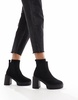 ASOS DESIGN Wide Fit Elma heeled chunky chelsea boots in black