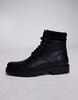 ASOS DESIGN lace up worker boots in black leather with shearling lining