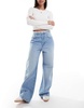 Cotton On super baggy jeans with lace waist in cloud blue denim