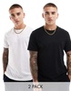 French Connection 2 pack short sleeve t-shirt in black and white