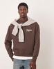 ASOS DESIGN boxy oversized sweatshirt with scenic print in brown