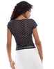 Motel Nova polka dot sheer T-shirt in navy