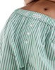 Cotton On boxer style pajama pants in green stripe