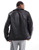 ASOS DESIGN premium real leather moto jacket in black