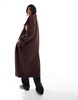 ASOS DESIGN funnel neck longline coat in chocolate