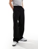 ASOS DESIGN pull on smart wide leg elasticated waist pants in black