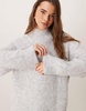 ASOS DESIGN wool blend high v neck sweater in ice gray