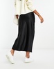 Mango satin midi skirt in black