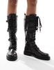 ASOS DESIGN Canada flat chunky buckle knee boots in black