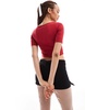 Motel ralda curved hem t-shirt in red