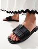 London Rebel large weave sandals in black