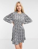 Noisy May smock dress in multi ditsy print