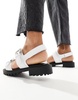 London Rebel double buckle chunky sandals in white