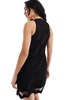 Mango embroidered crochet mini dress in black